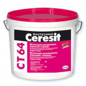 Ceresit CT 64 "Короед", готовая декоративная акриловая штукатурка (фракция 2 мм), 25 кг