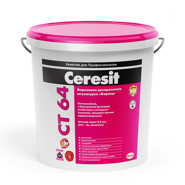 Ceresit CT 64 короед, 25кг (зерно 2 мм) декоративная акриловая штукатурка опт