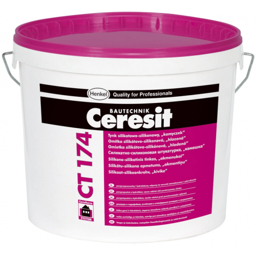 Ceresit CT 174 Штукатурка силикат силиконовая (барашек), 25кг Фракция 1,5 мм