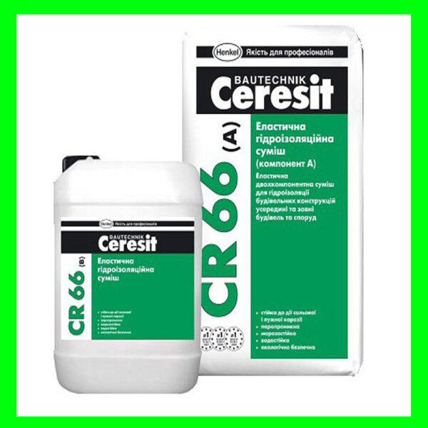 Ceresit CR 66, гидроизоляционная смесь двухкомпонентная эластичная 17 кг + 5л