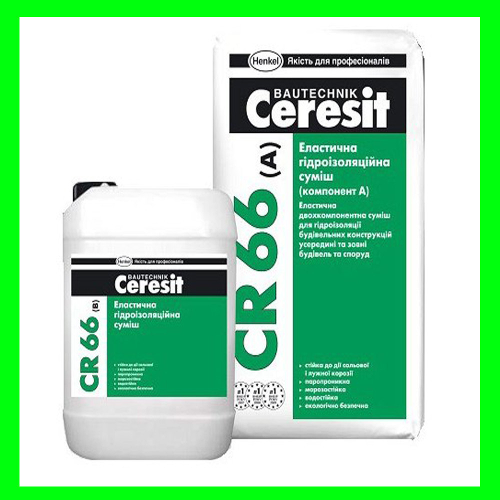 Ceresit CR 66, гидроизоляционная смесь двухкомпонентная эластичная 17 кг + 5л