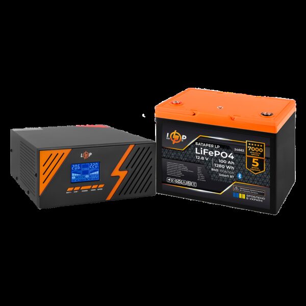 Комплект резервного питания LogicPower B1500 Black + литиевая (LiFePO4) батарея 1280Wh