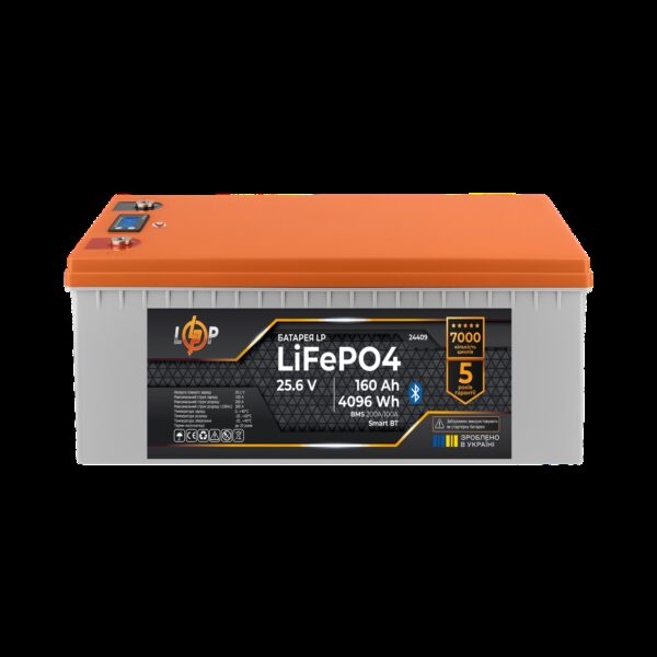 Аккумулятор LP LiFePO4 25,6V 160 Ah (4096Wh) (BMS 200A/100А) пластик LCD Smart BT