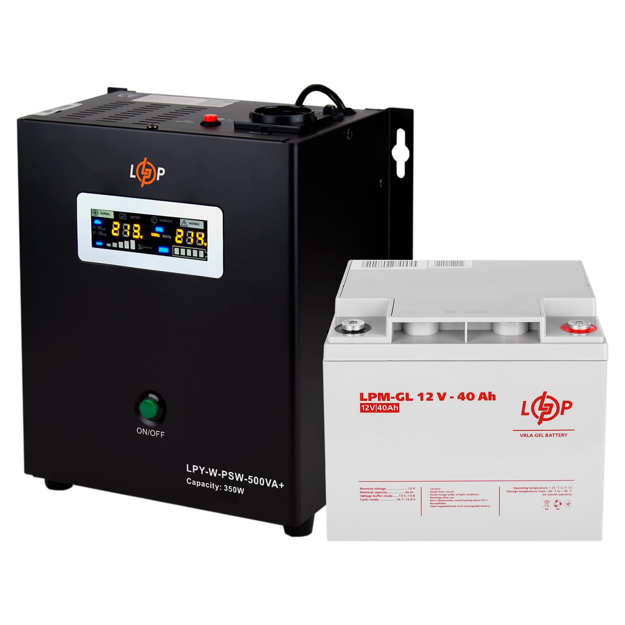 Комплект резервного питания для котла LP (LogicPower) ИБП + гелевая батарея (UPS W500 + АКБ GL 480W)