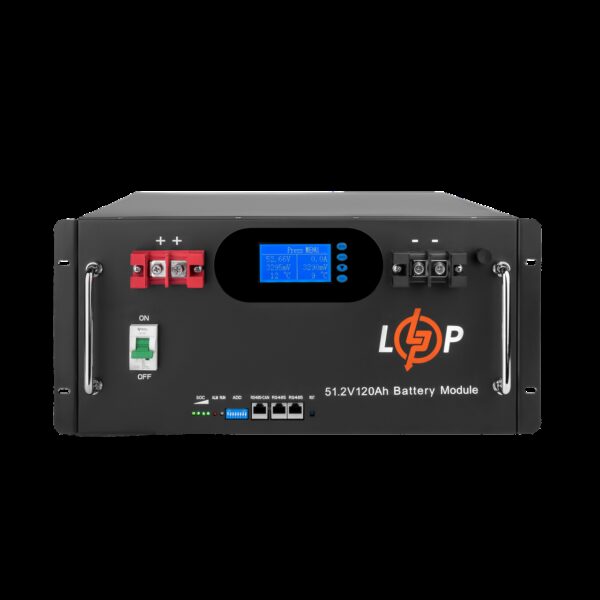Аккумулятор LP LiFePO4 51,2V 120 Ah 6000Wh (Smart BMS 100A) с LCD RM AB RS485/CAN