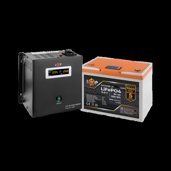 Комплект резервного питания LP (LogicPower) ИБП + литиевая (LiFePO4) батарея (UPS W500+ АКБ LiFePO4 820Wh)