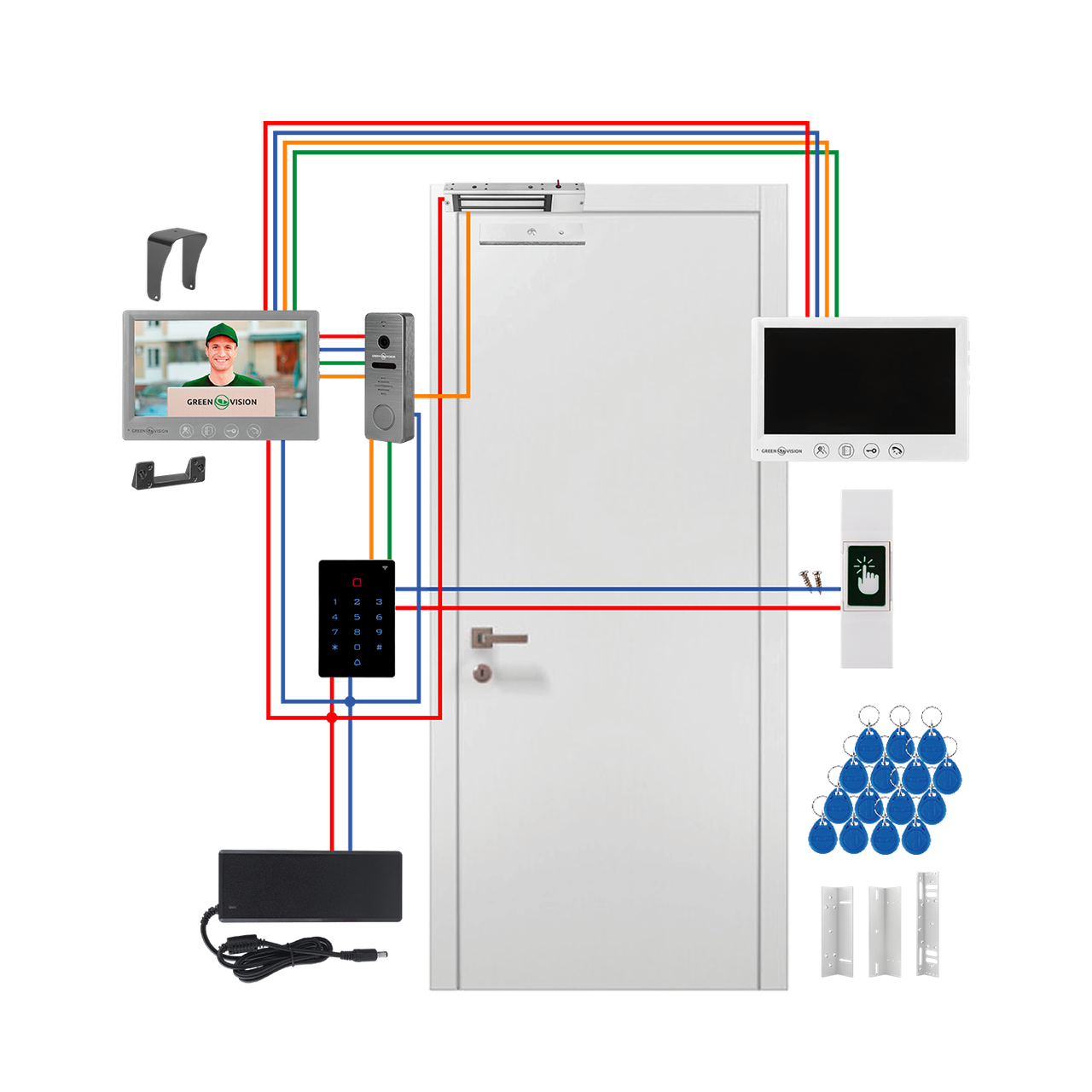 Комплект домофона с WiFi контроллером и двумя мониторами GV 512
