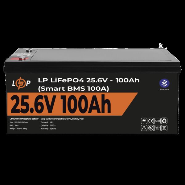 Аккумулятор LP LiFePO4 24V (25,6V) 100 Ah (2560Wh) (Smart BMS 100А) с BT пластик